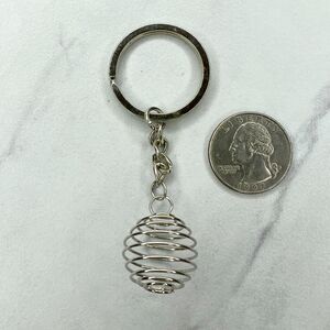 Silver Tone Spring Beehive Swirl Keychain Keyring